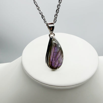 Ciondolo Labradorite Viola - Argento 925 a goccia