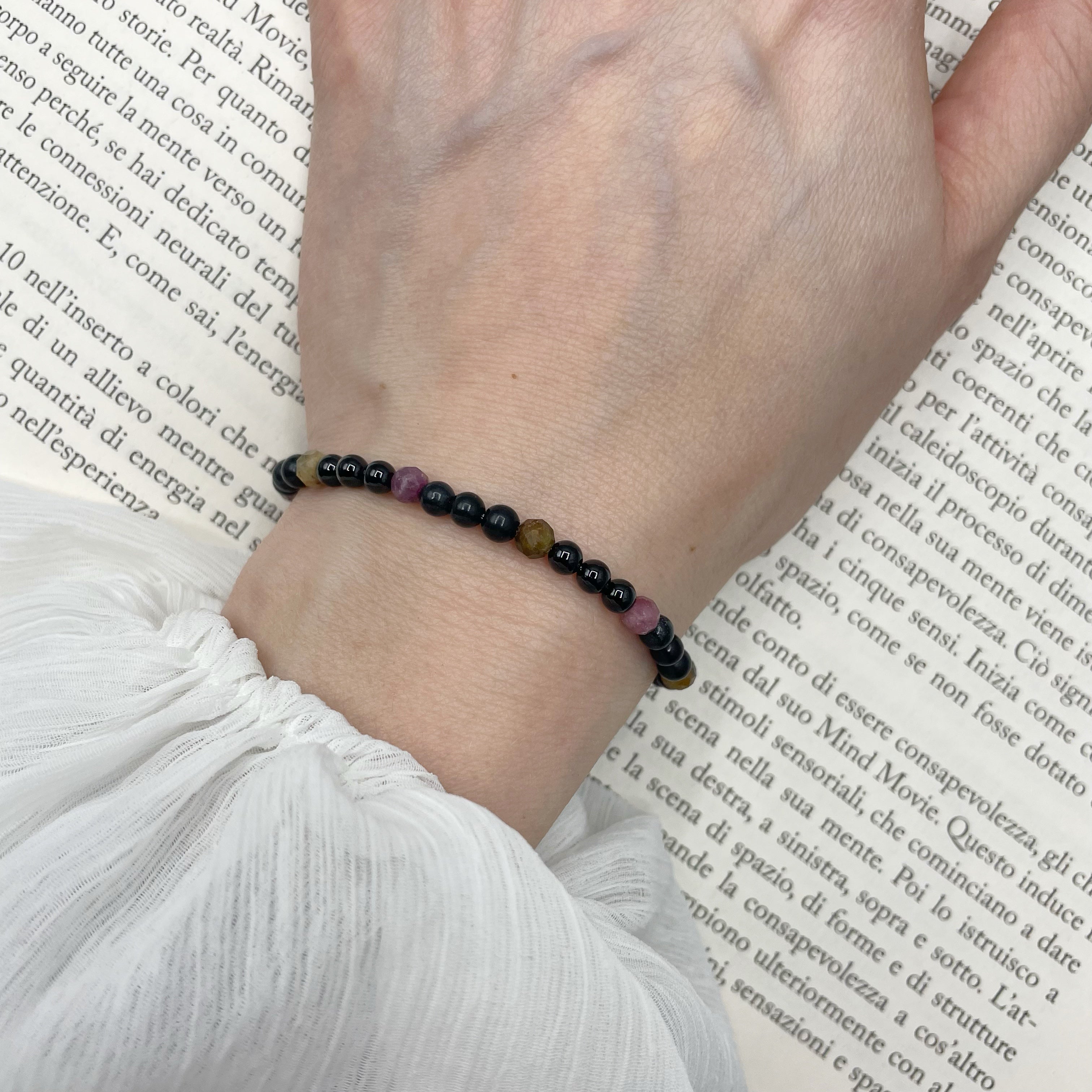 Bracciale Donna Simbolo Infinito Con Pietre Curative – 7 Chakra, Amazzonite, Lapislazzuli, Ametista, Lunghezza Regolabile, Con Sacchetto Regalo