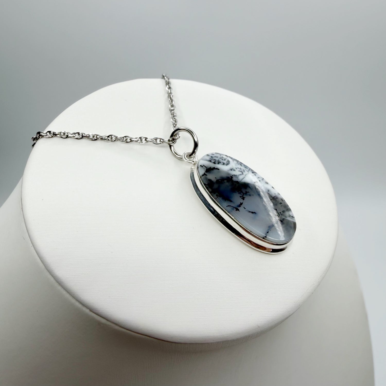 Ciondolo Opale Dendritico e Argento 925 - Ovale