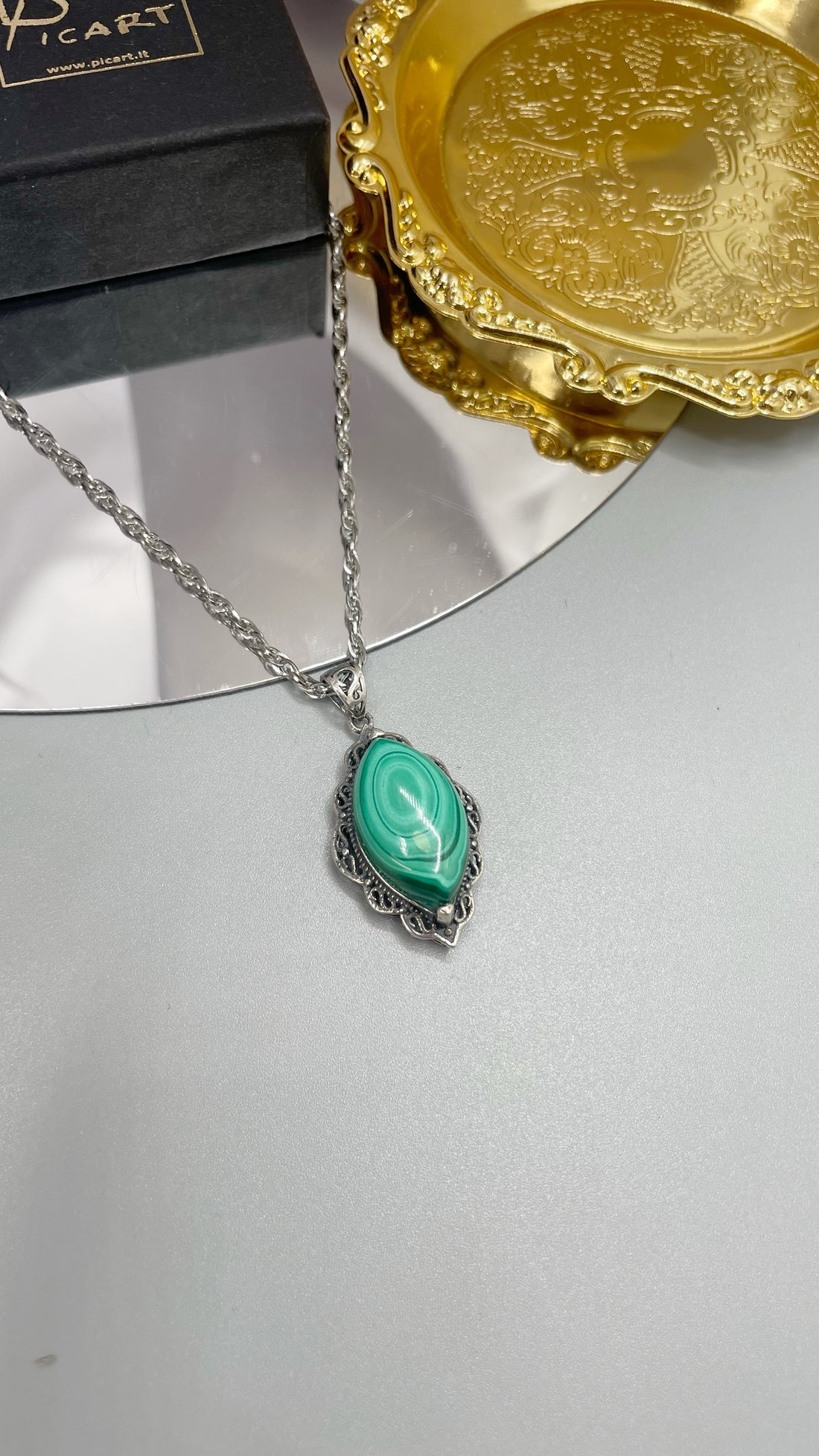 Ciondolo Malachite Vintage - Argento 925