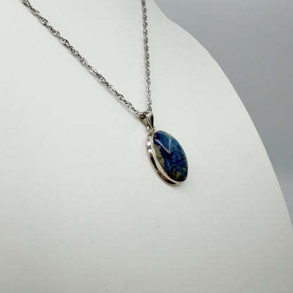 Ciondolo Azzurrite e Argento 925 - Ovale