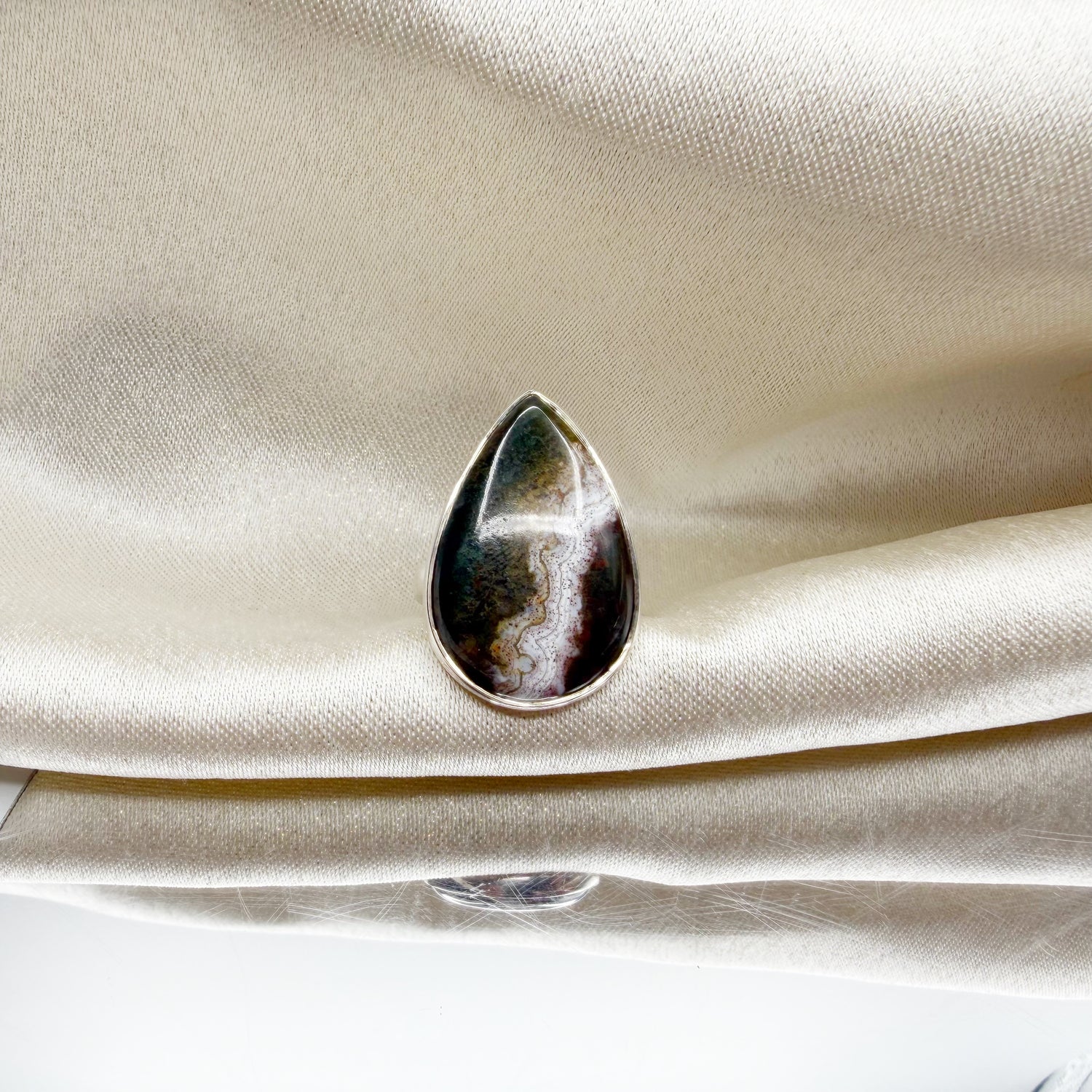 Anello Diaspro Oceano Argento 925 - a  Goccia