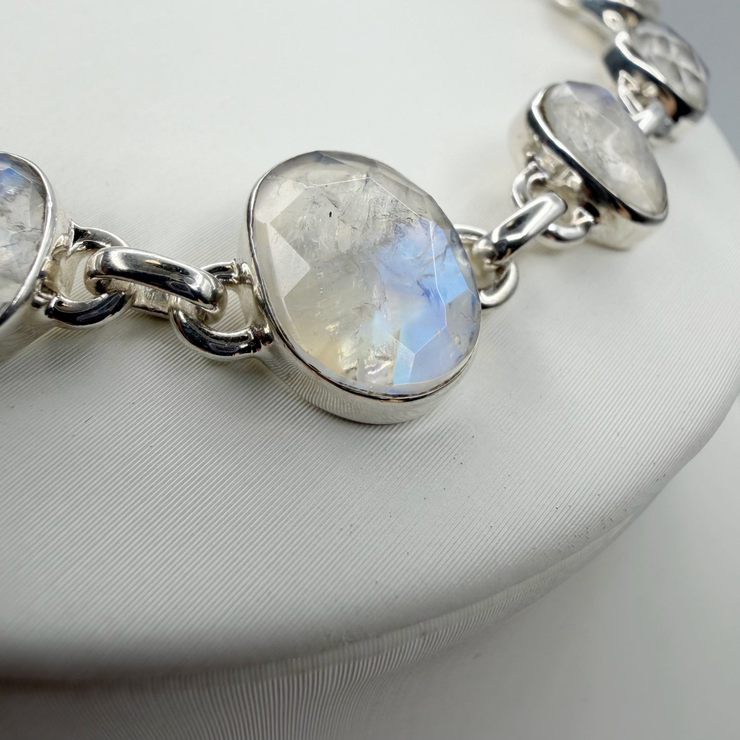 Bracciale Labradorite Bianca e Argento 925 - sfaccettato