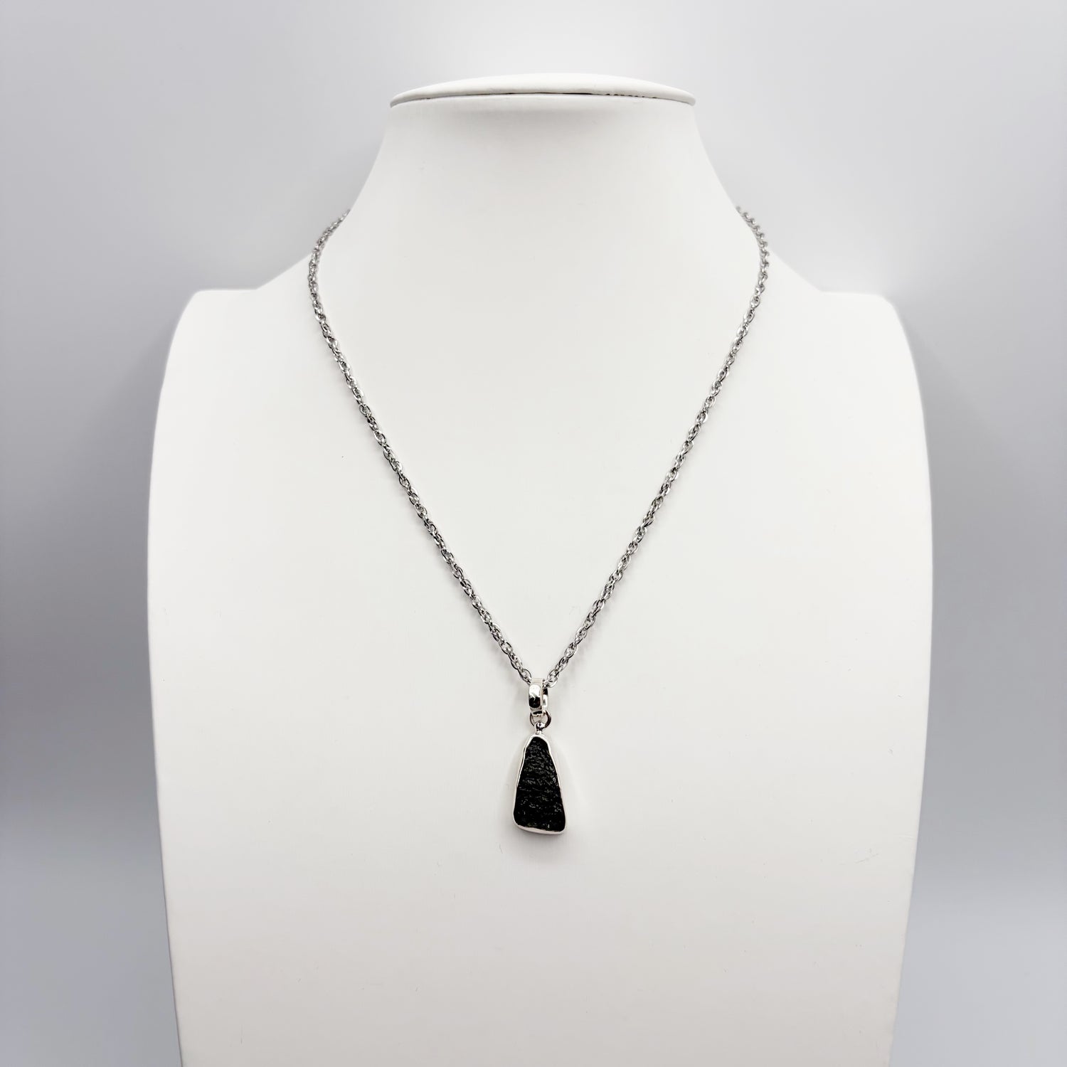 Ciondolo Moldavite Grezza - Argento 925