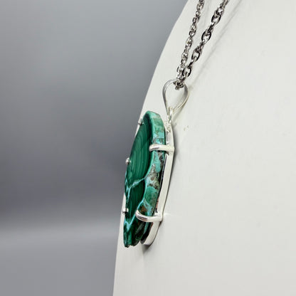 Ciondolo Malachite e Crisocolla Argento 925 - irregolare