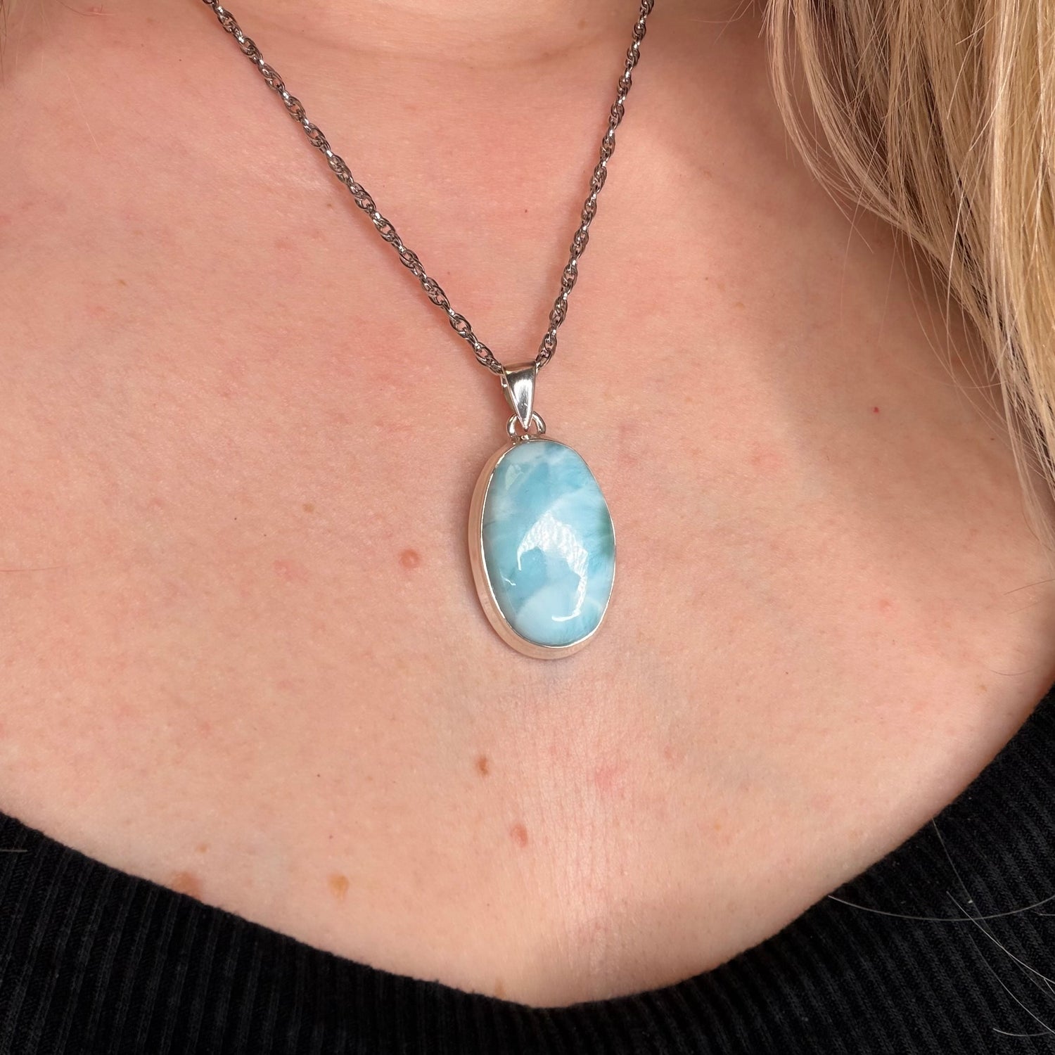 Ciondolo Larimar Argento 925 - Ovale