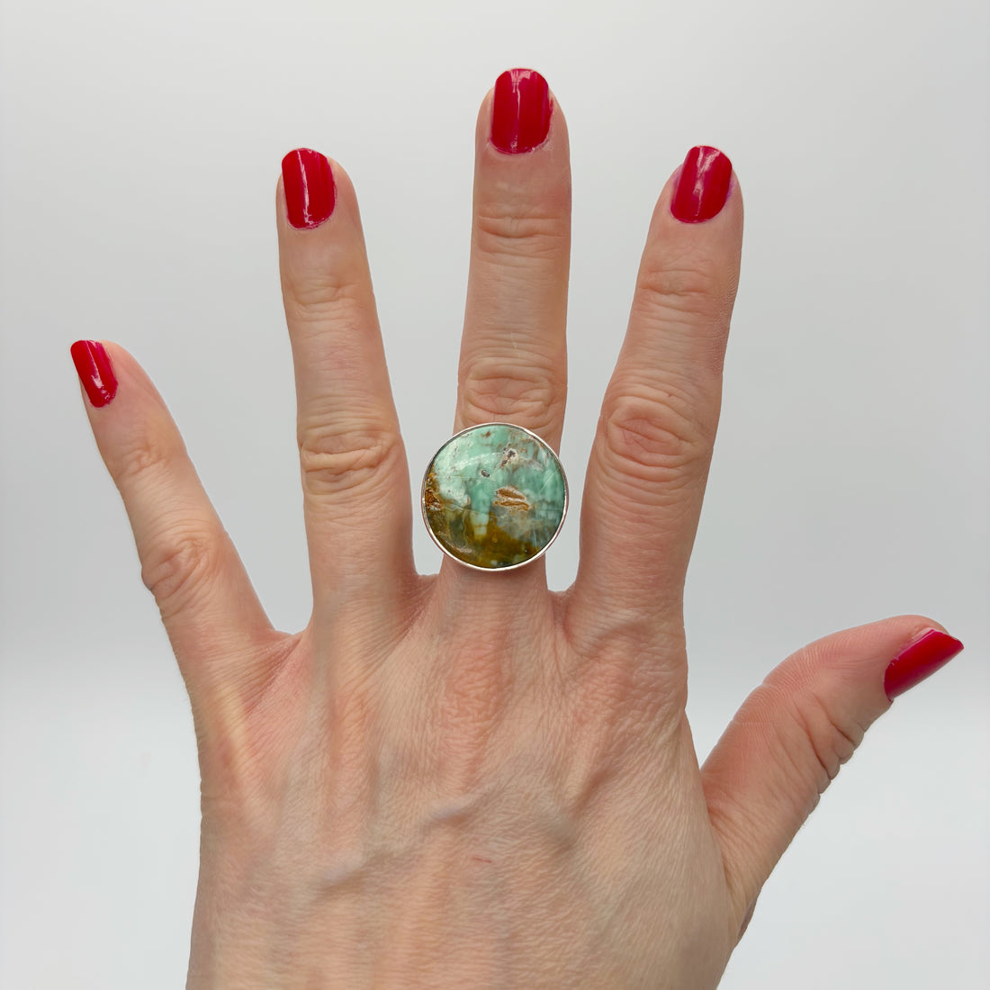 Anello Variscite e Argento 925 - tondo