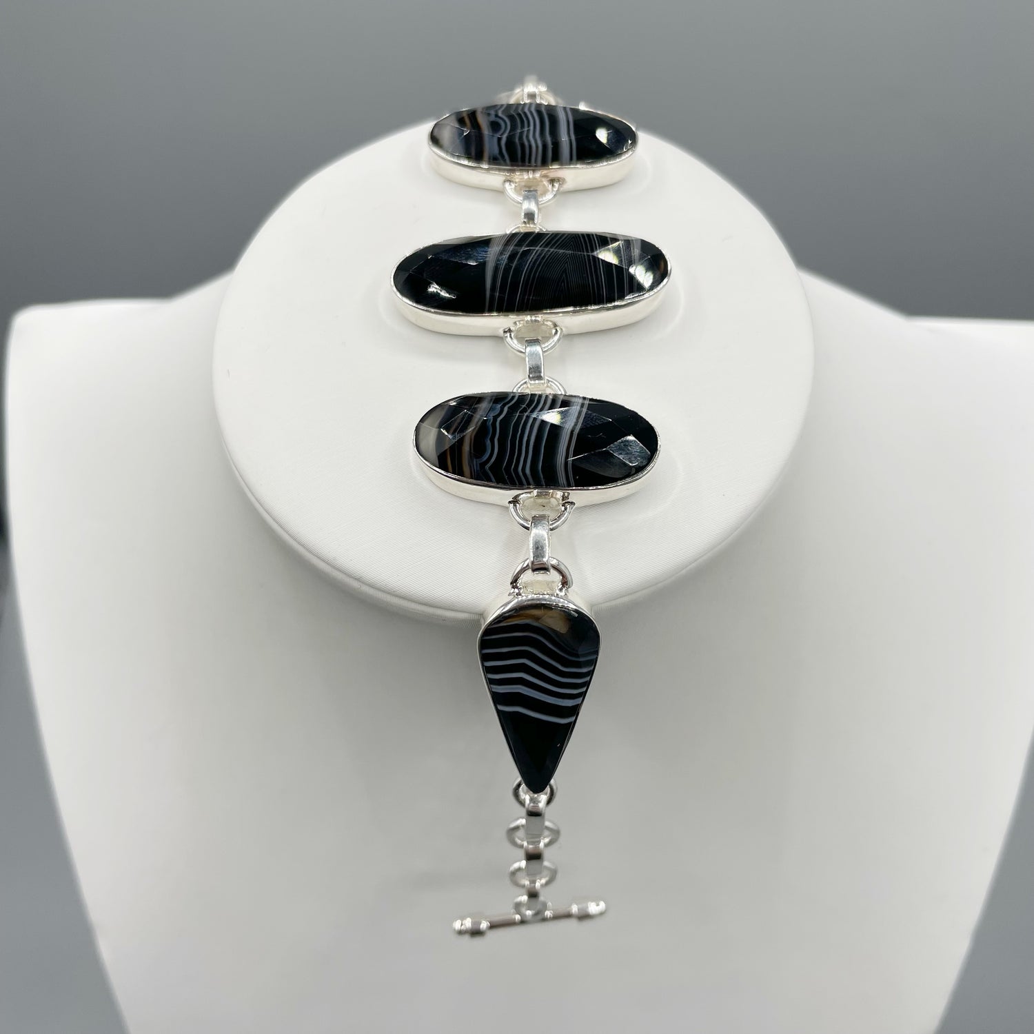 Bracciale Agata Nera e Argento 925