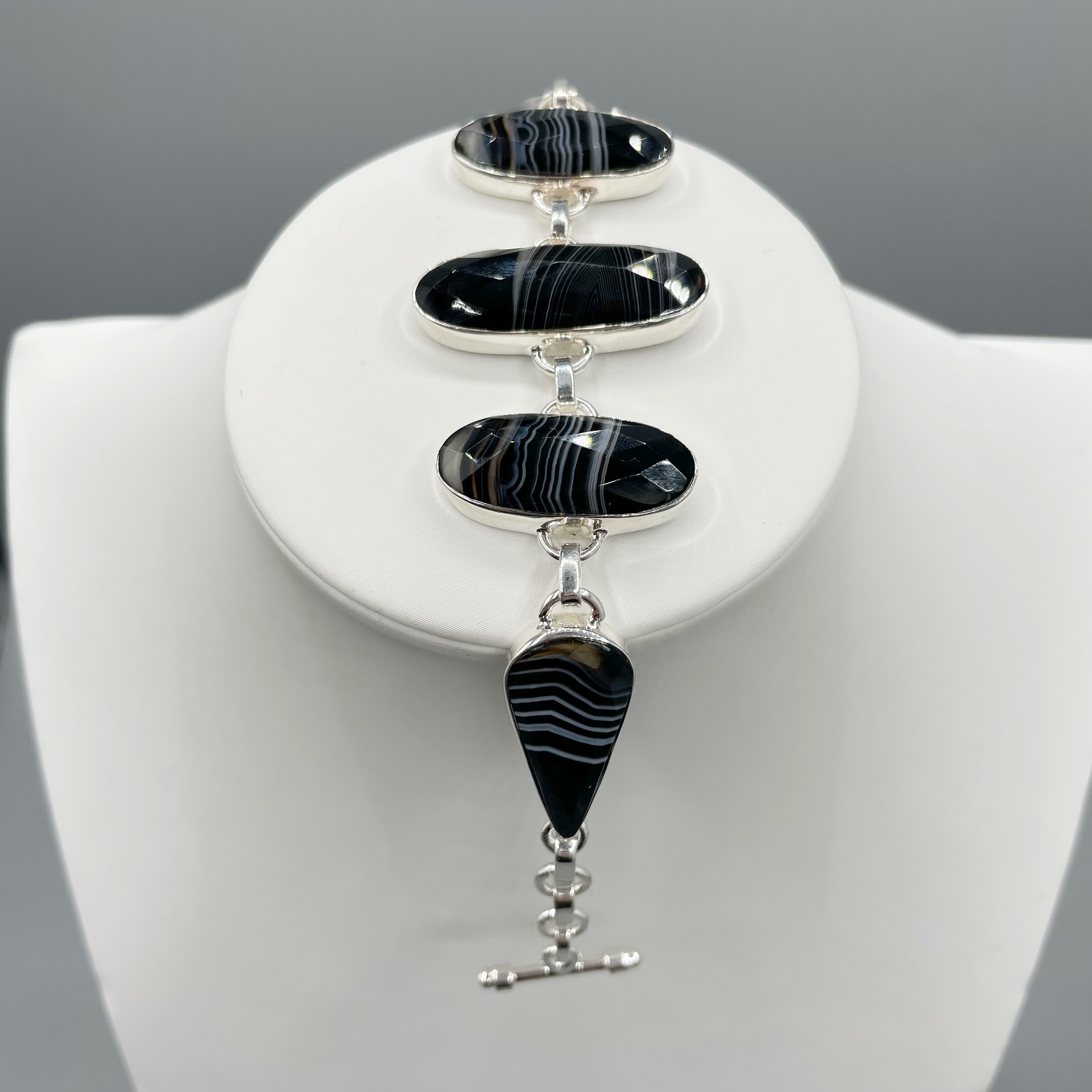 Bracciale Agata Nera e Argento 925