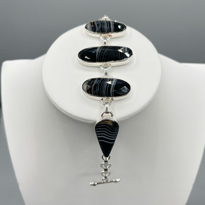 Bracciale Agata Nera e Argento 925