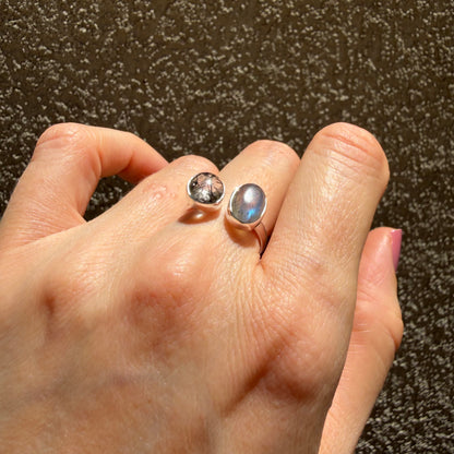 Anello Labradorite e Quarzo Tormalinato - Argento 925