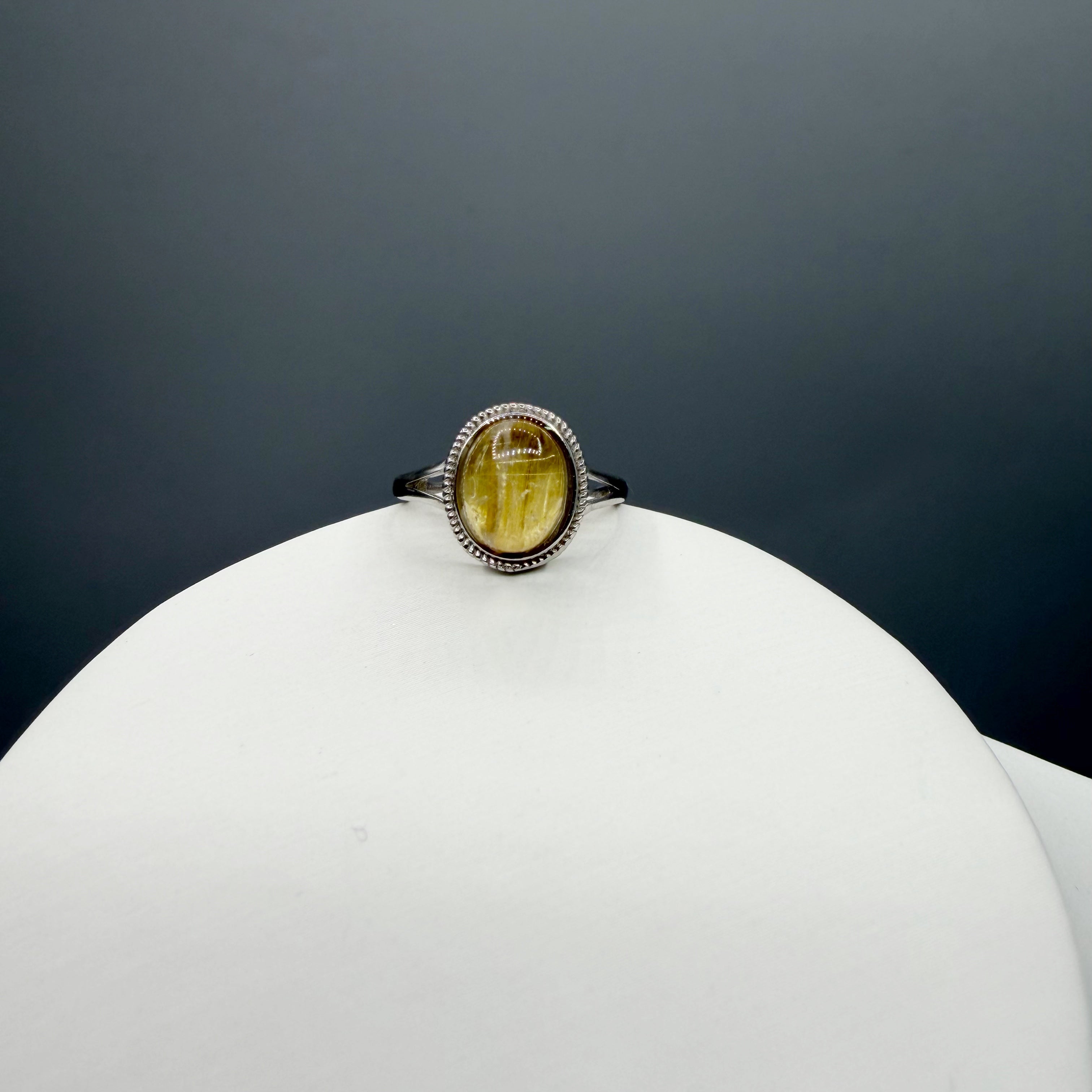 Anello Quarzo Rutilato Dorato - Argento 925