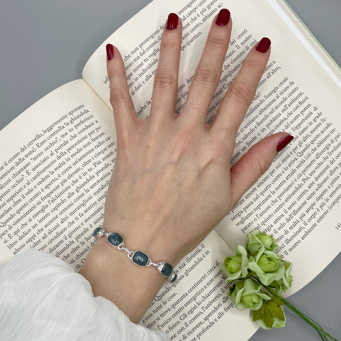 Bracciale Cianite Acquamarina e Argento 925