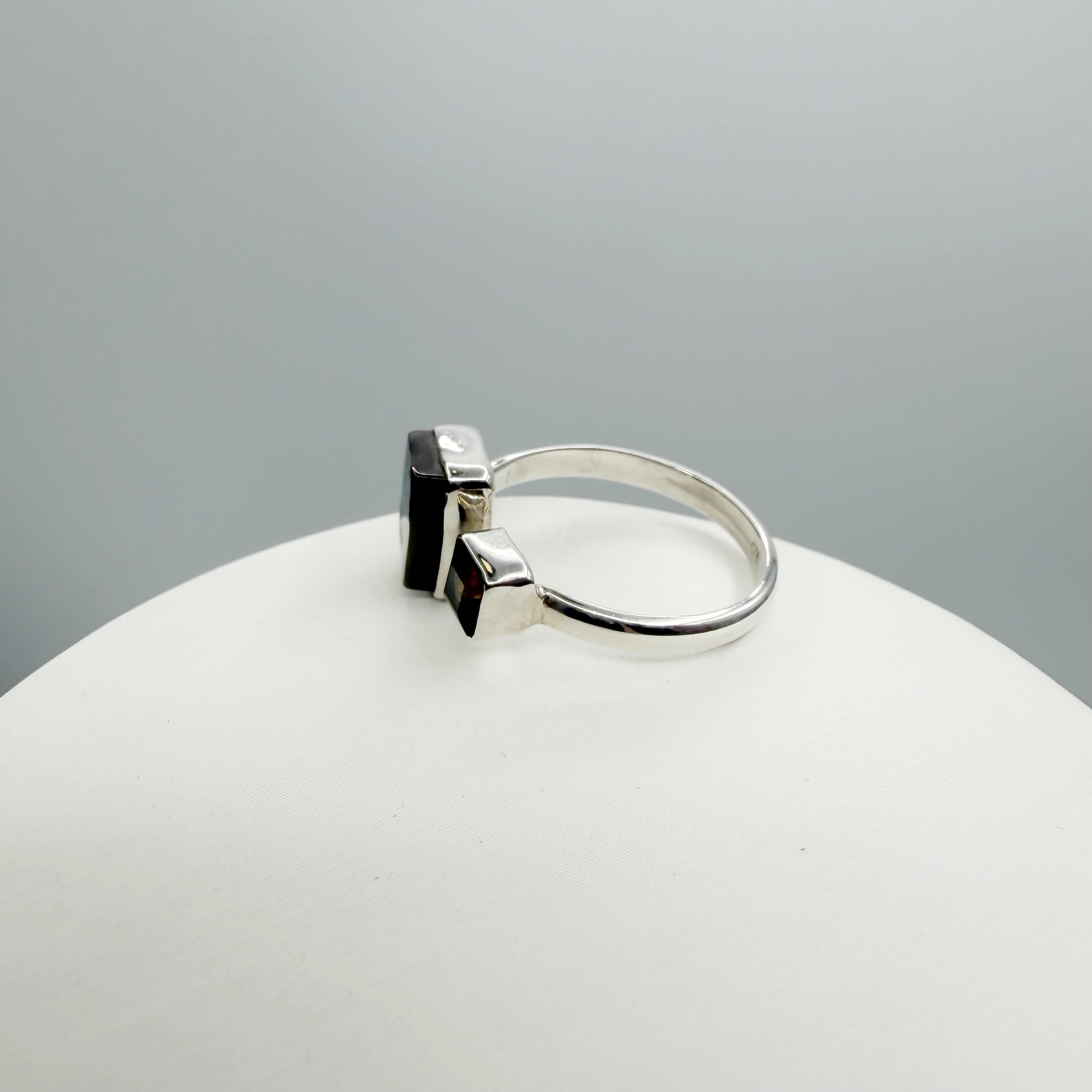 Anello Shungite e Quarzo Fumè - Argento 925