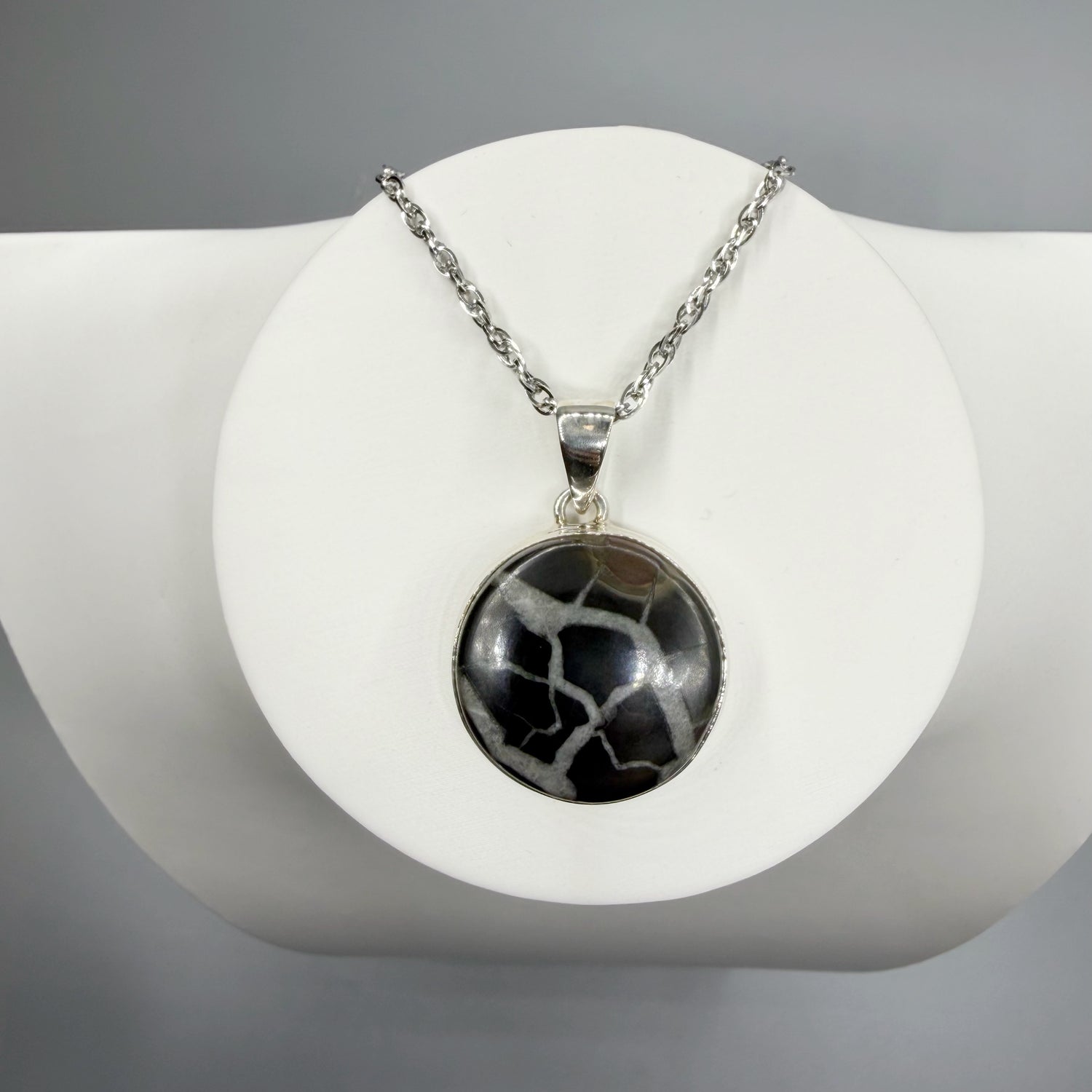 Ciondolo Septaria Nera Argento 925 - tondo