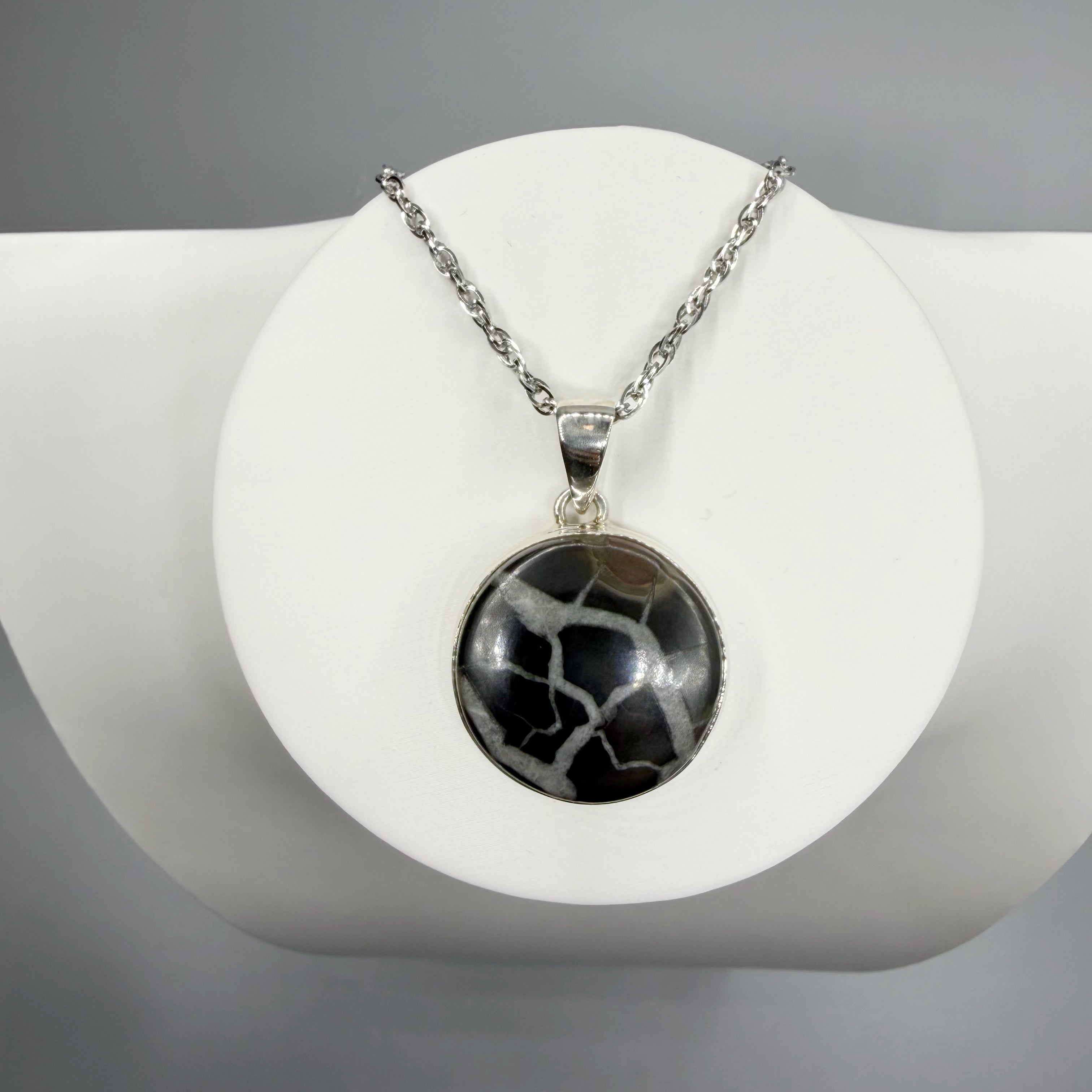 Ciondolo Septaria Nera Argento 925 - tondo