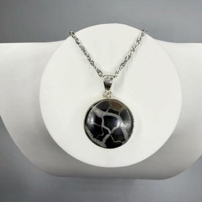 Ciondolo Septaria Nera Argento 925 - tondo