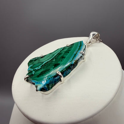 Ciondolo Malachite e Crisocolla Argento 925 - irregolare