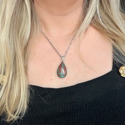 Ciondolo Cuprite e Argento 925 - Goccia
