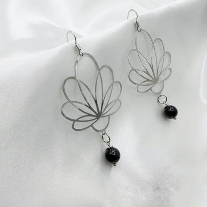 Orecchini Flower Ossidiana