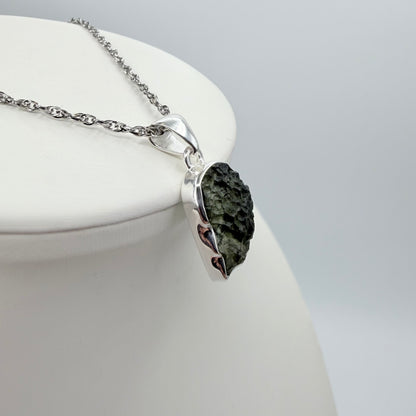 Ciondolo Moldavite Grezza - Argento 925