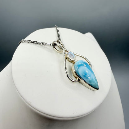 Ciondolo Larimar e Labradorite Bianca | Argento 925