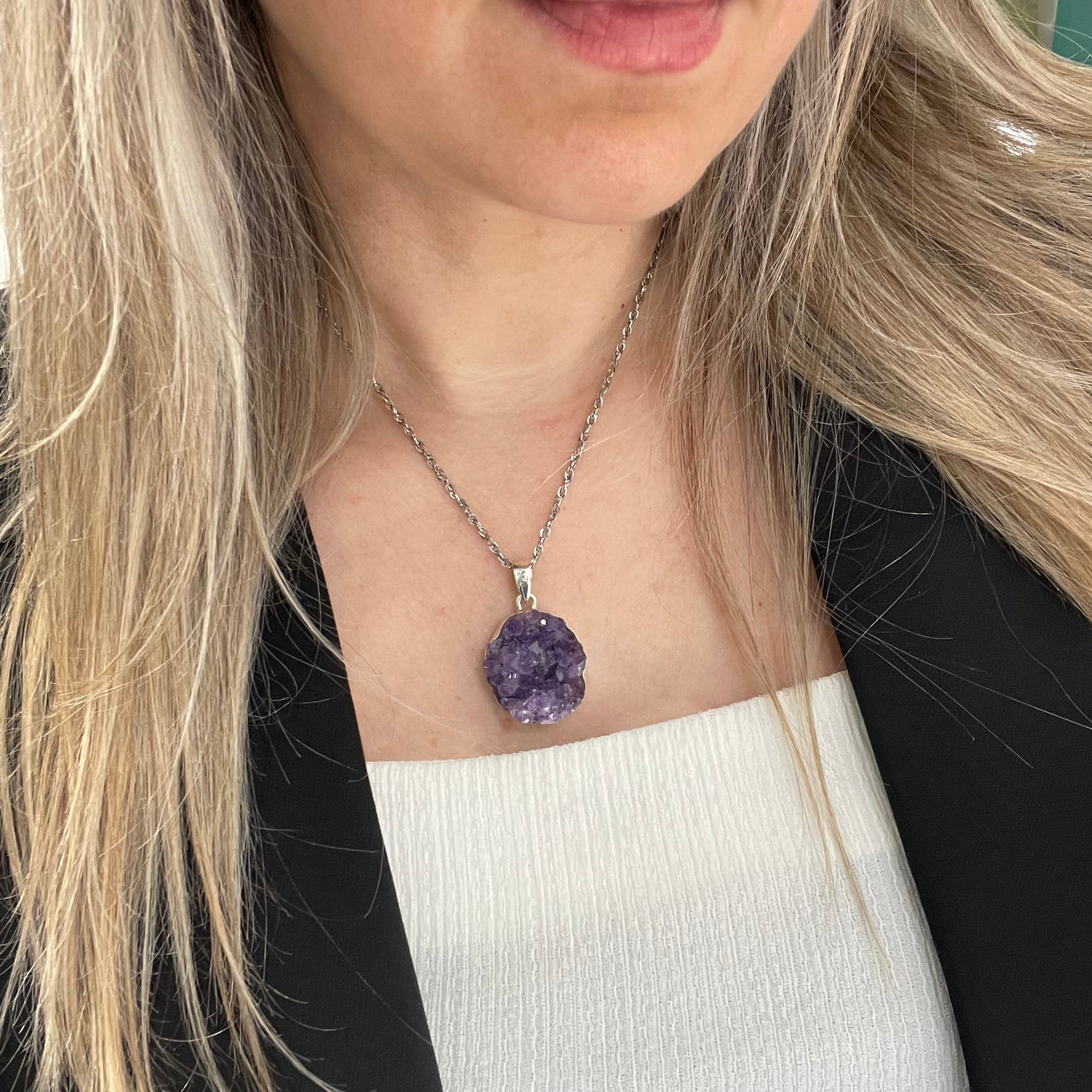 Ciondolo Ametista Grezza - Argento 925