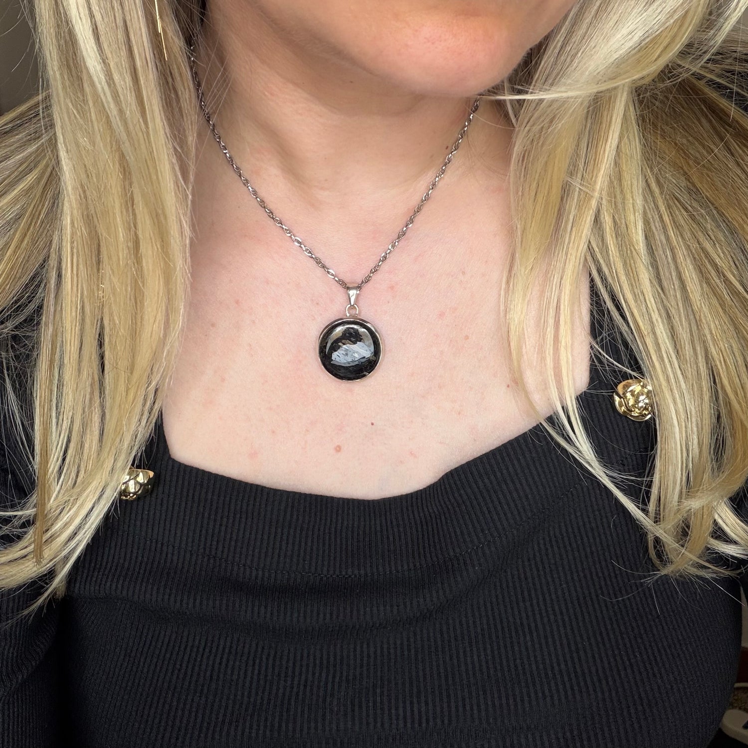 Ciondolo Nuummite Argento 925 - Tondo
