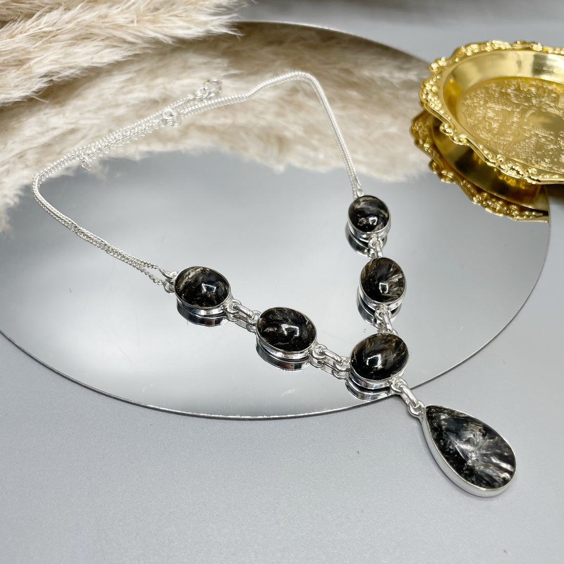 Collana Serafinite Nera Argento 925