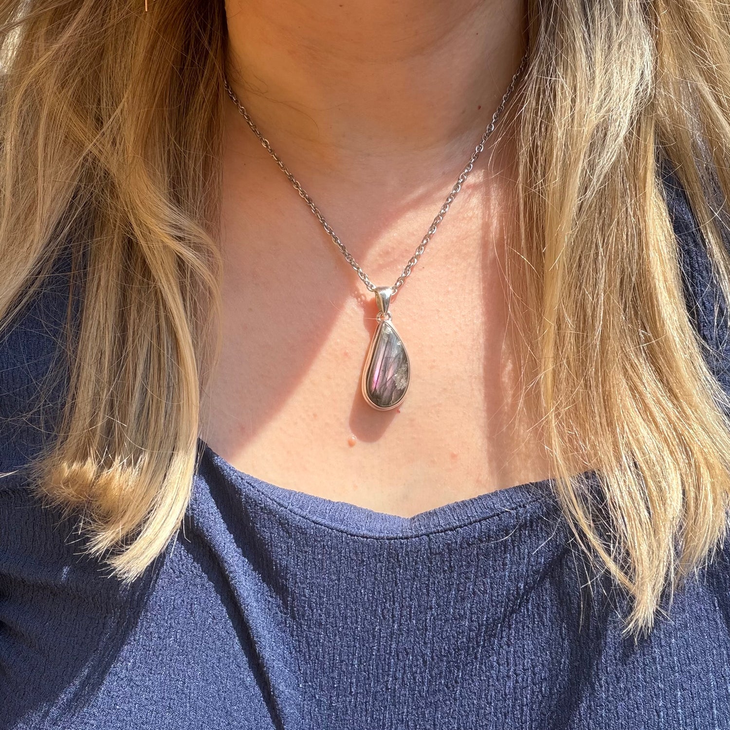Ciondolo Labradorite Viola - Argento 925 a goccia