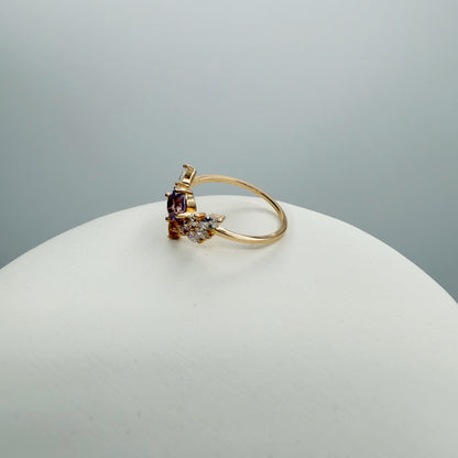 Anello Ametista e Topazio | Argento 925 placcato oro 14k - NON REGOLABILE