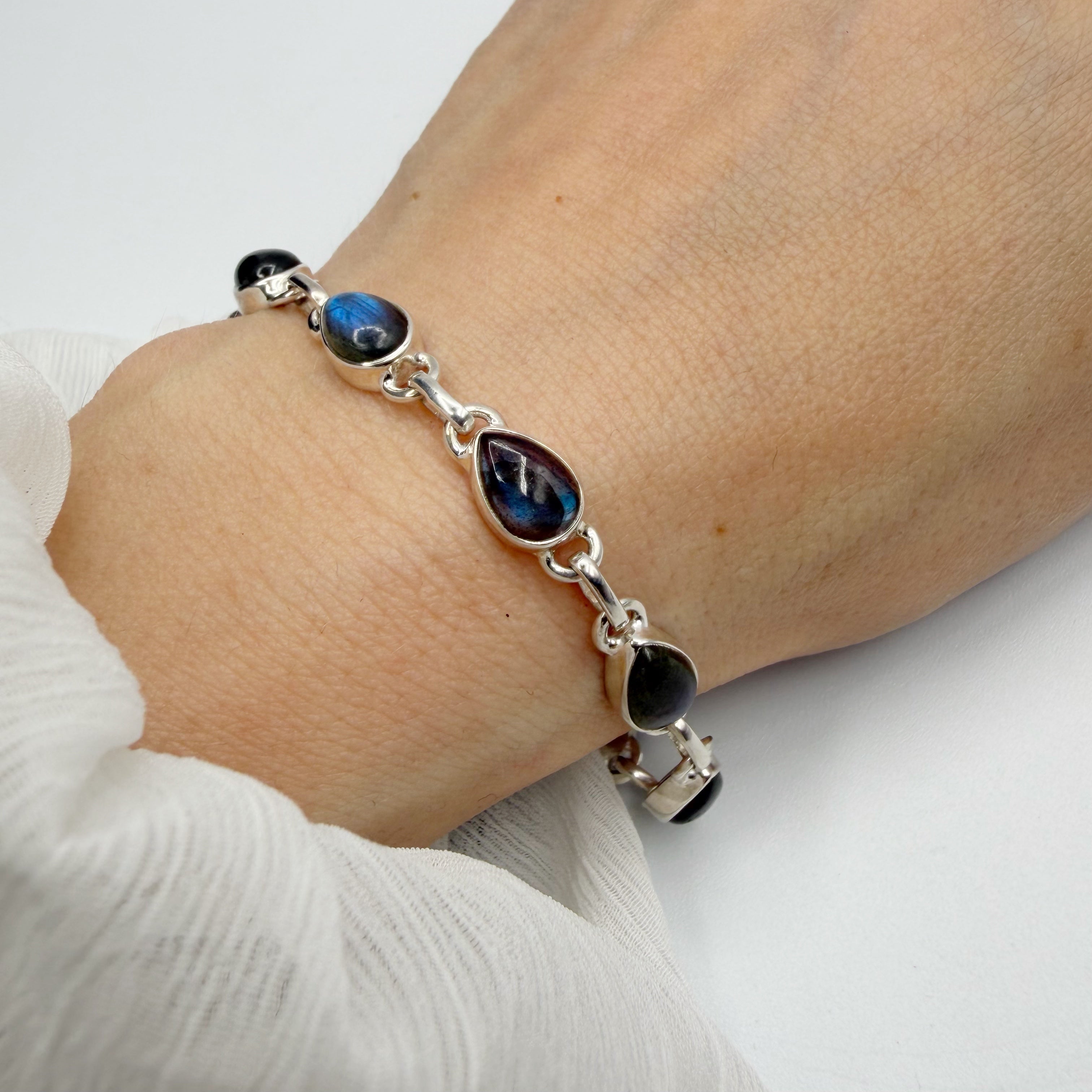 Bracciale Labradorite e Argento 925 - a goccia