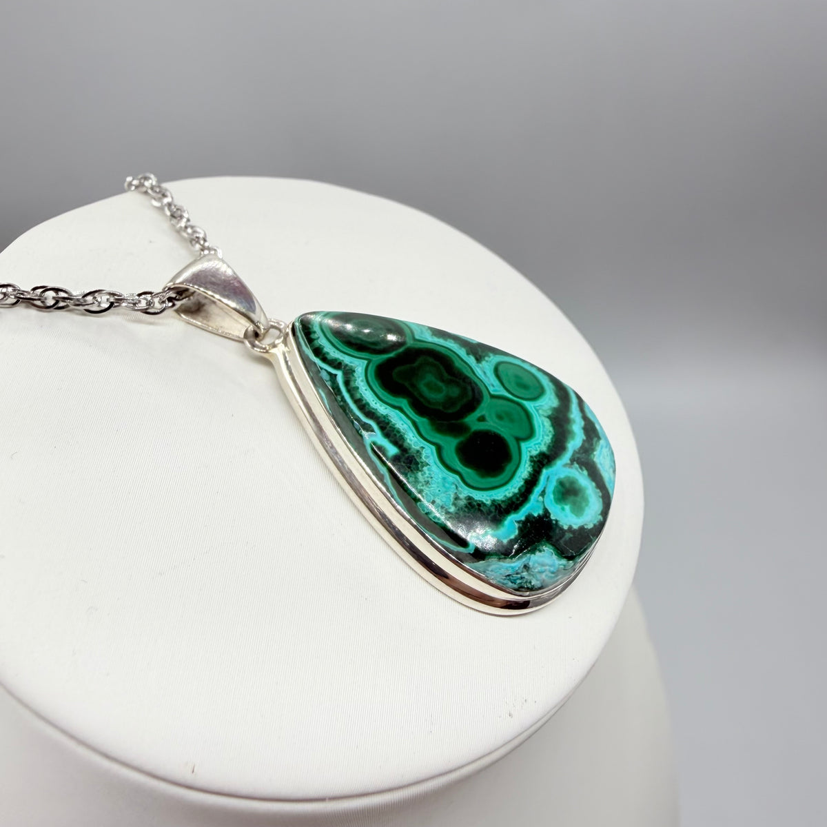 Ciondolo Malachite e Crisocolla Argento 925 - Goccia media