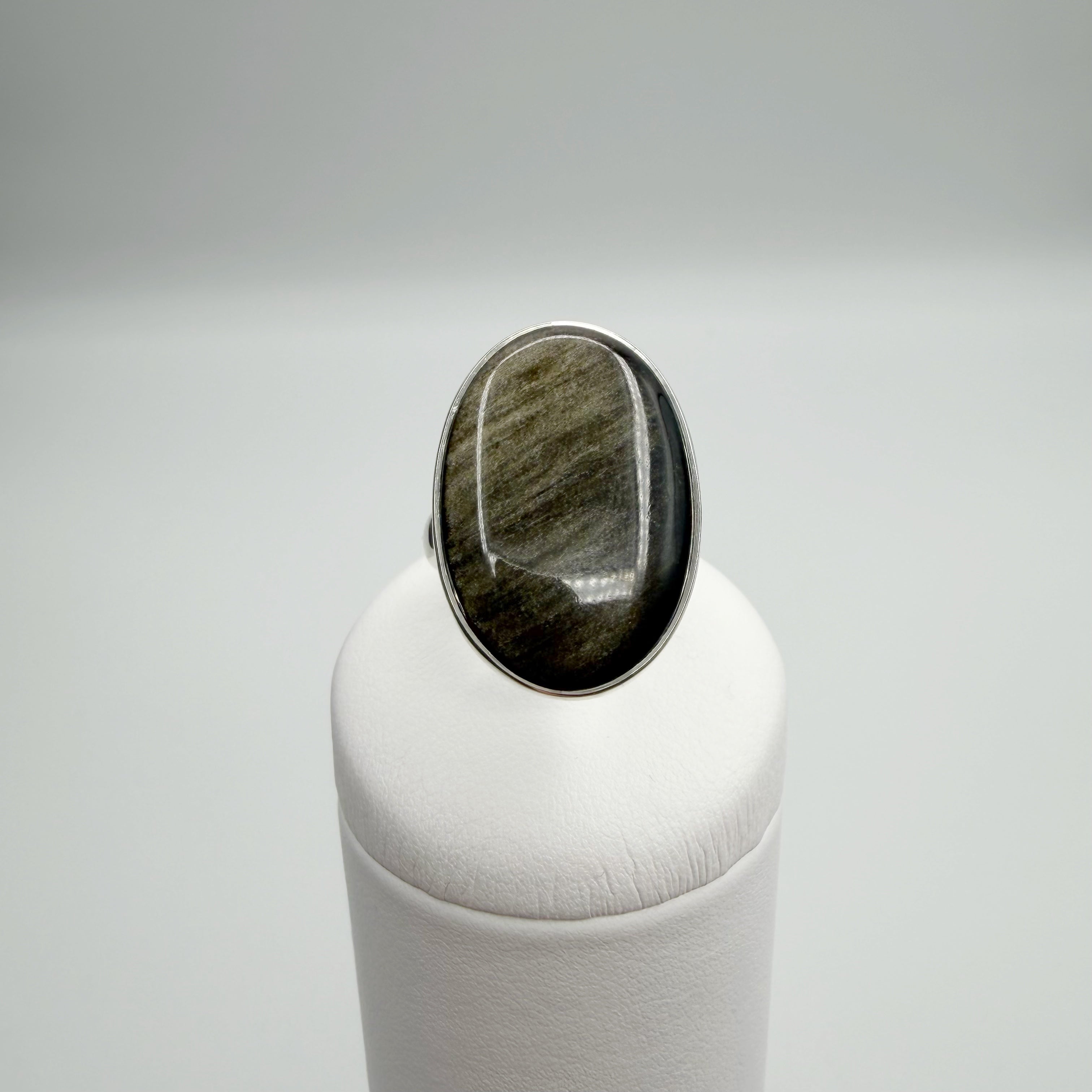 Anello Ossidiana Dorata Ovale - Argento 925