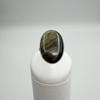 Anello Ossidiana Dorata Ovale - Argento 925