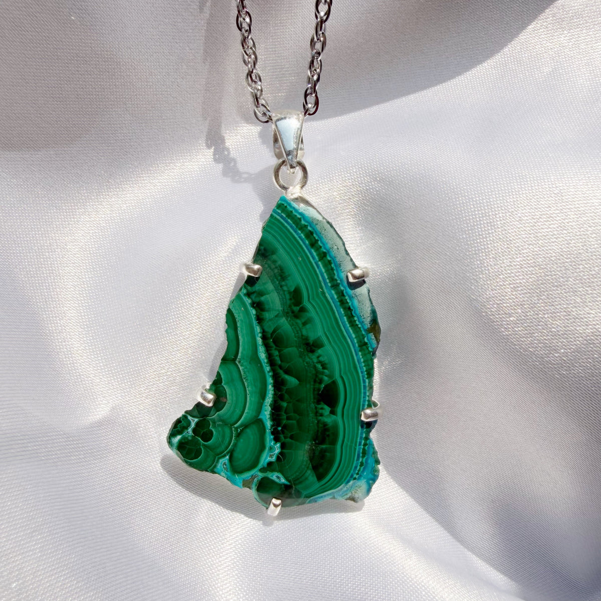 Ciondolo Malachite e Crisocolla Argento 925 - irregolare