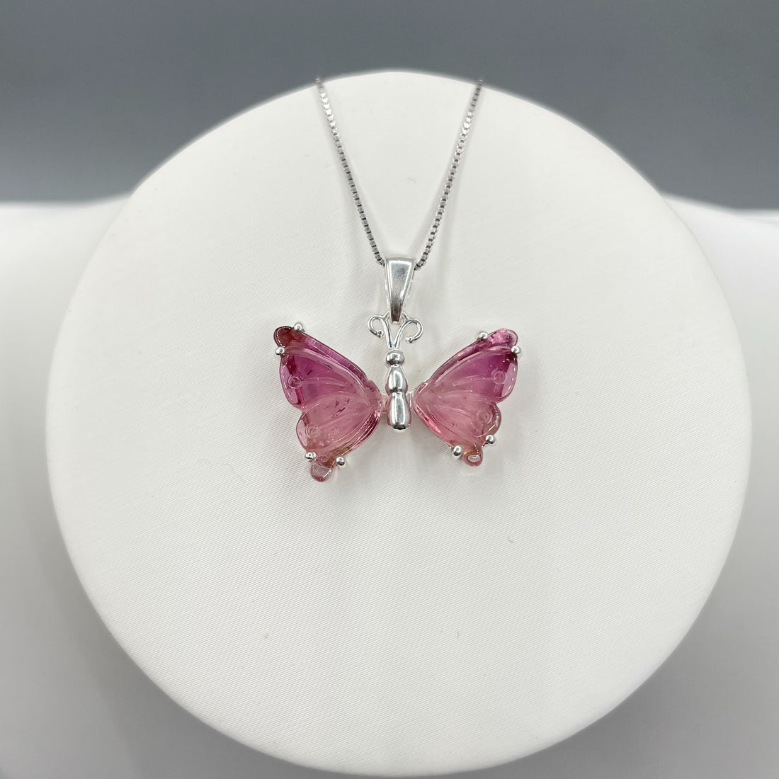 Ciondolo Farfalla Tormalina Rosa e Argento 925