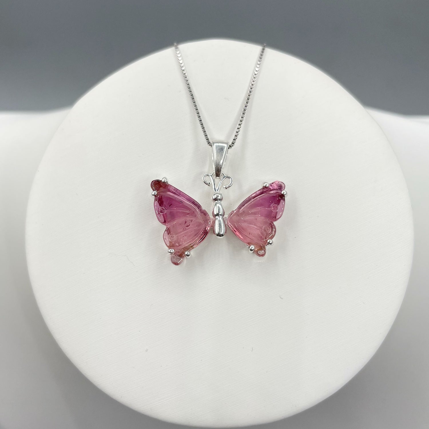 Ciondolo Farfalla Tormalina Rosa e Argento 925
