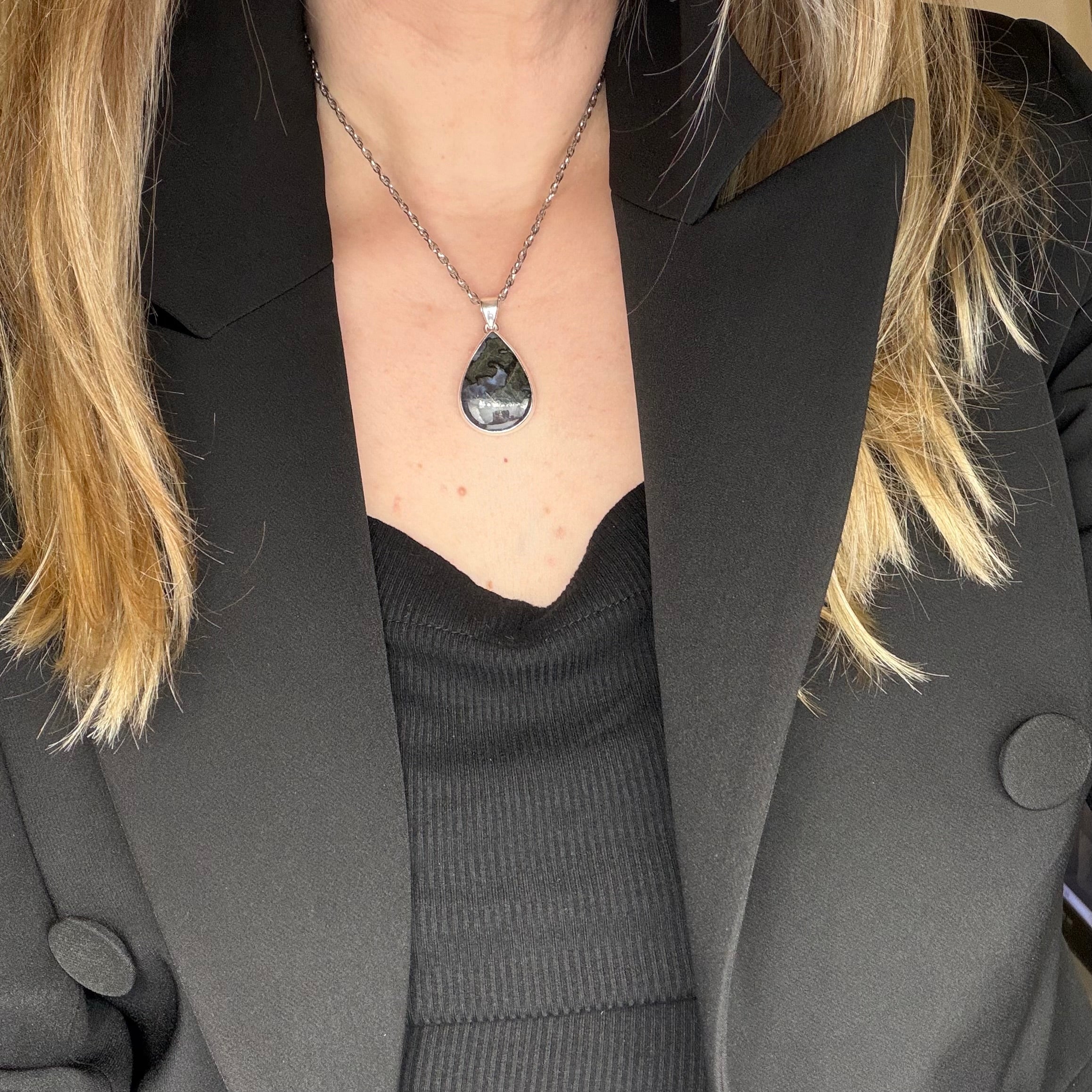 Ciondolo Merlinite Mistica e Argento 925 - a Goccia