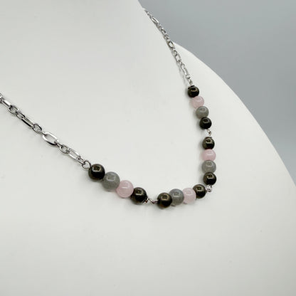 Girocollo Abbondanza - Pirite, Quarzo Rosa, Labradorite