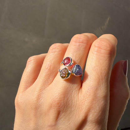 Anello Tanzanite e Tormalina Policroma - Argento 925