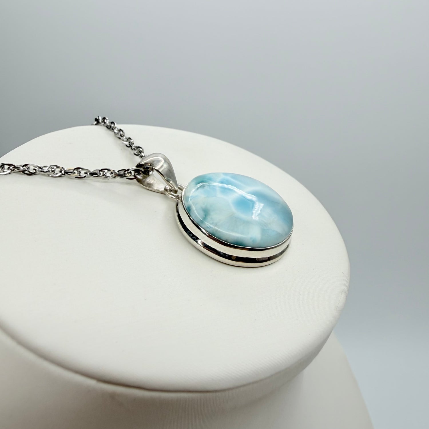 Ciondolo Larimar Argento 925 - Tondo