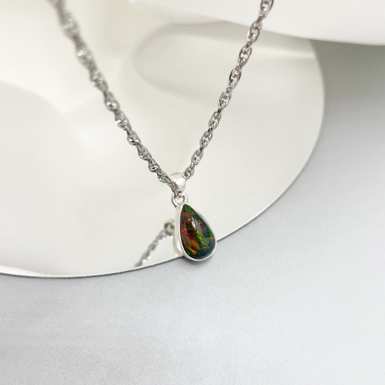 Ciondolo Opale Nero Chalama Goccia - Argento 925