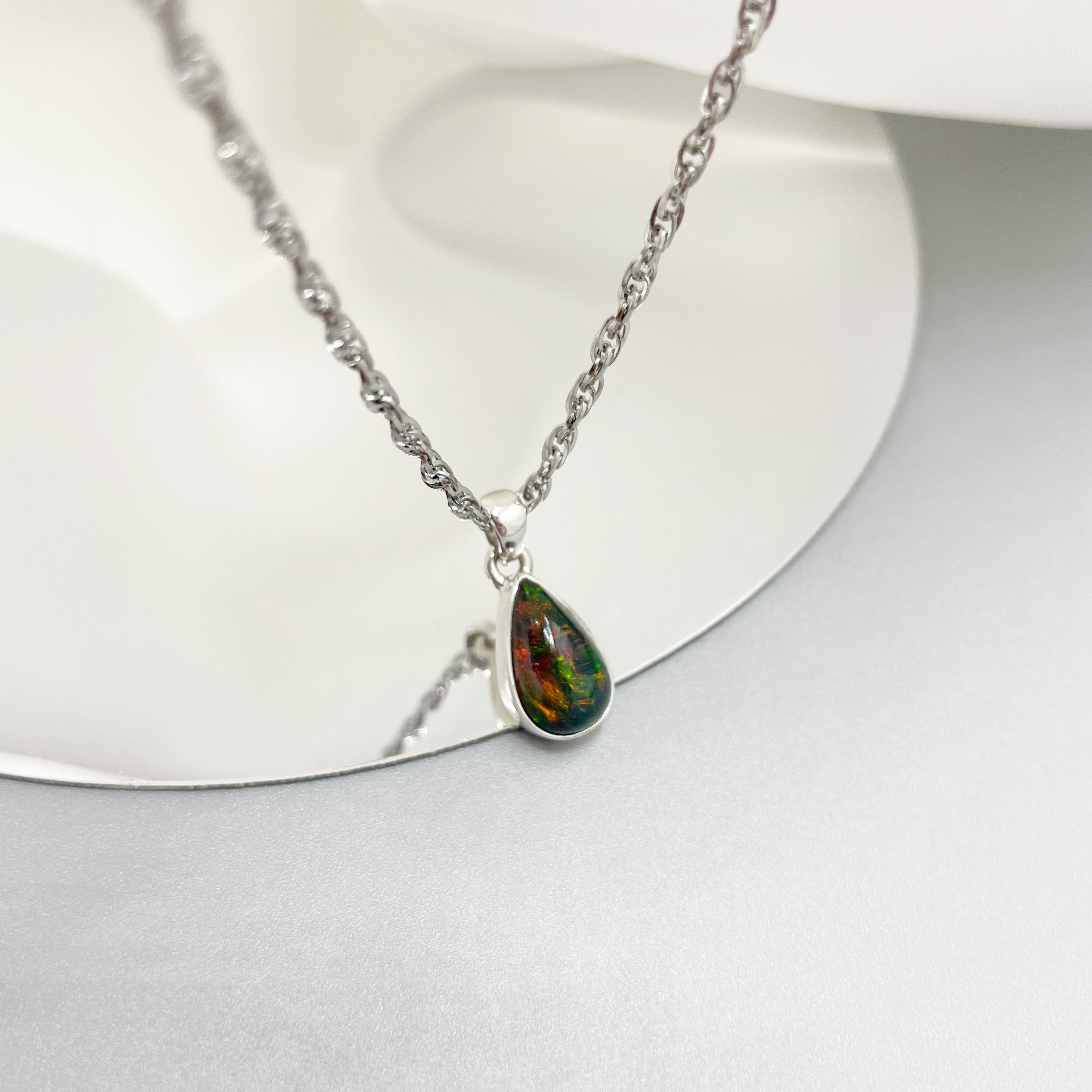Ciondolo Opale Nero Chalama Goccia - Argento 925