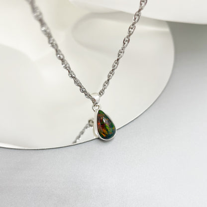 Ciondolo Opale Nero Chalama Goccia - Argento 925