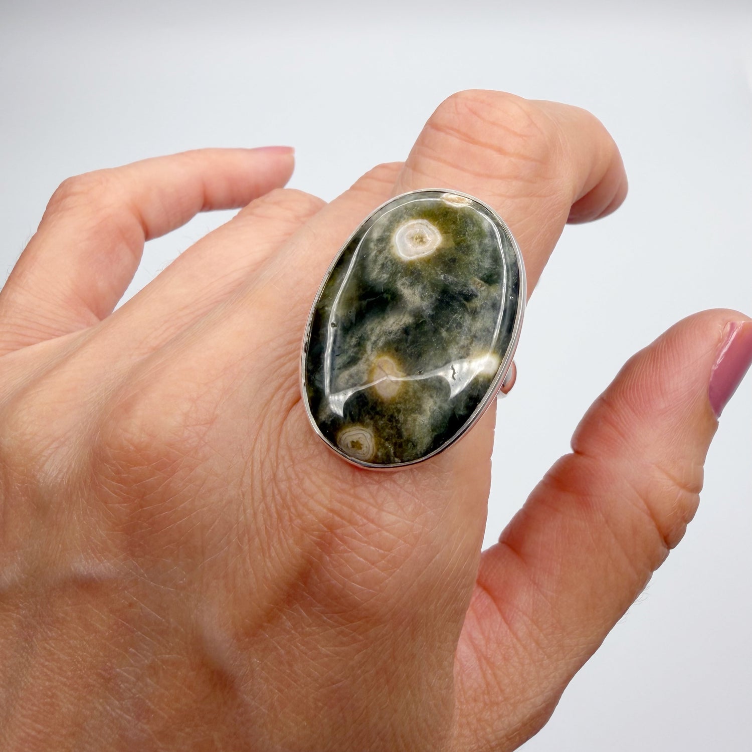 Anello Diaspro Oceano Argento 925 - Ovale