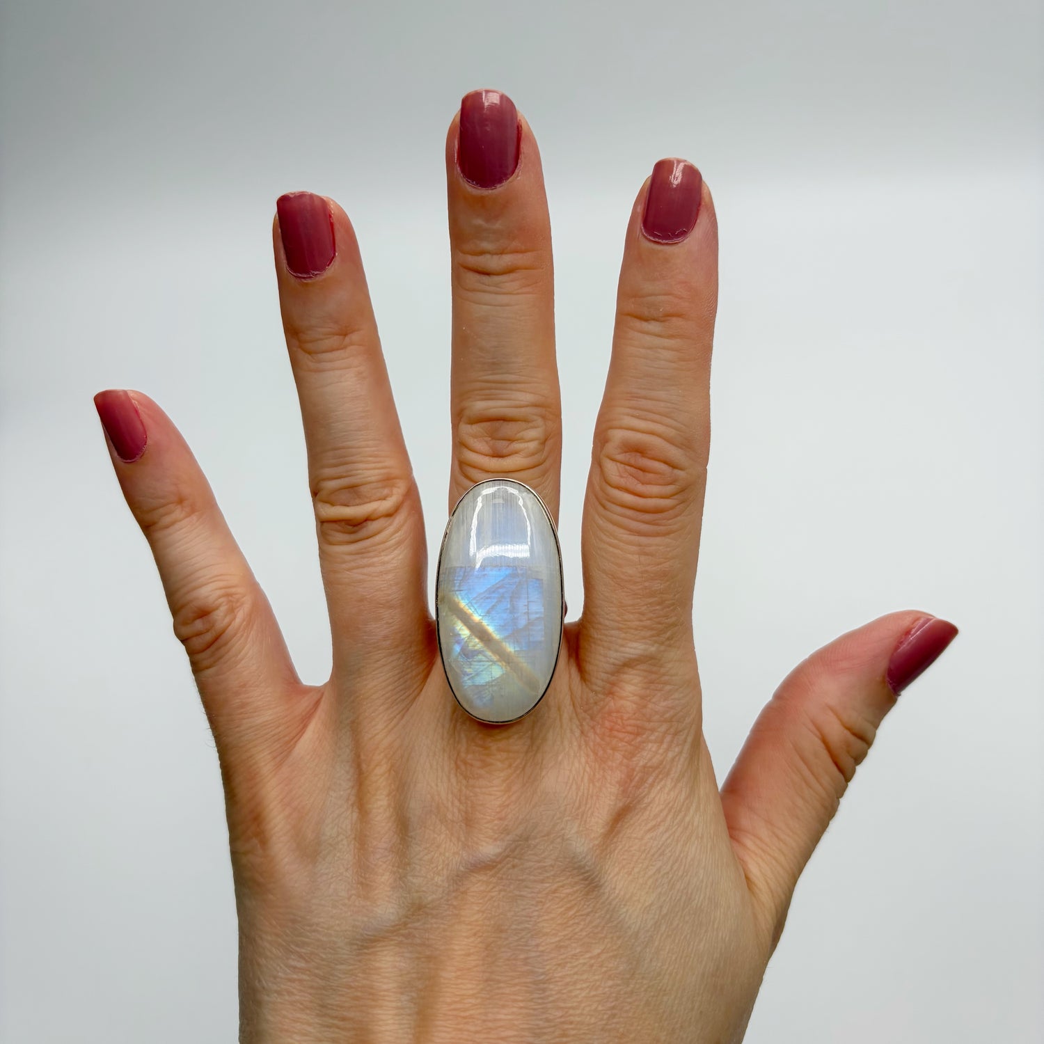 Anello Labradorite Bianca ovale - Argento 925