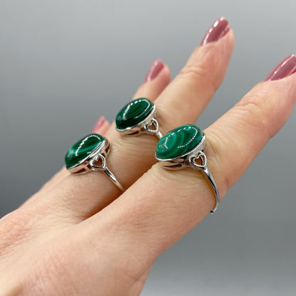 Anello Malachite Ovale - Argento 925
