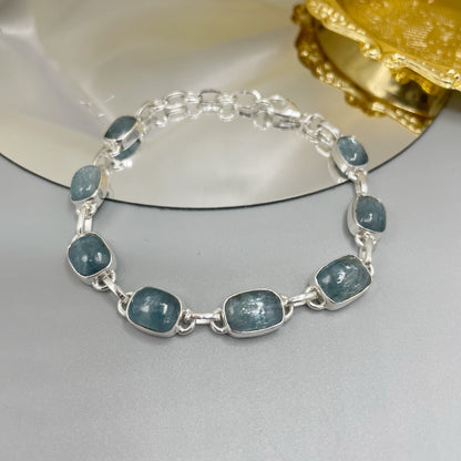 Bracciale Cianite Acquamarina e Argento 925