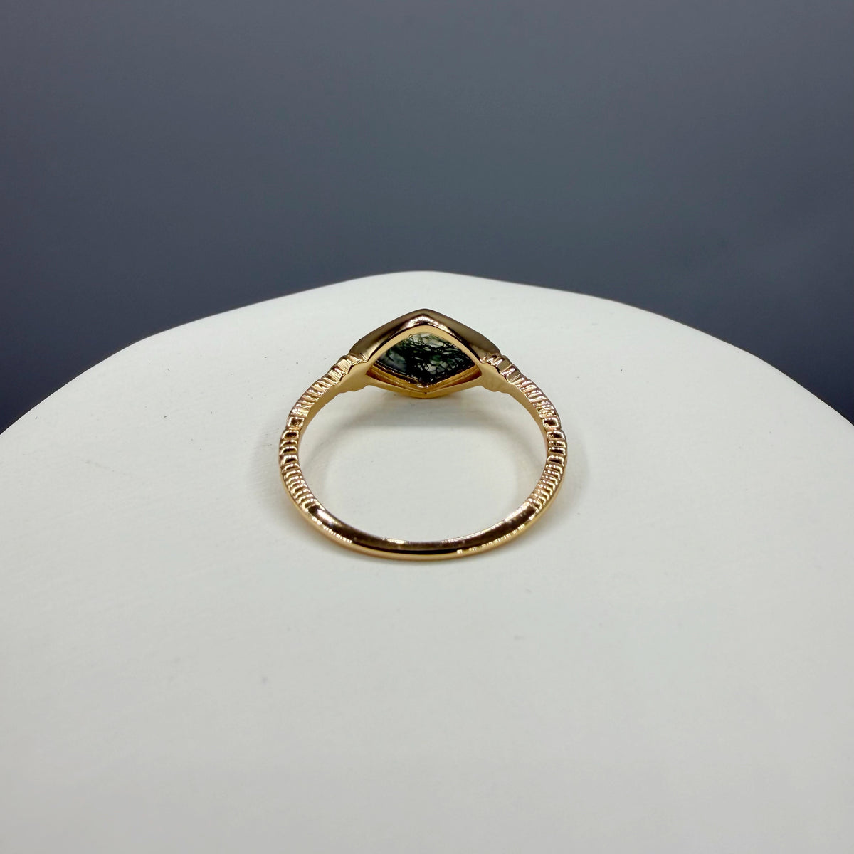 Anello Agata Muschiata | Argento 925 placcato oro 14k - NON REGOLABILE